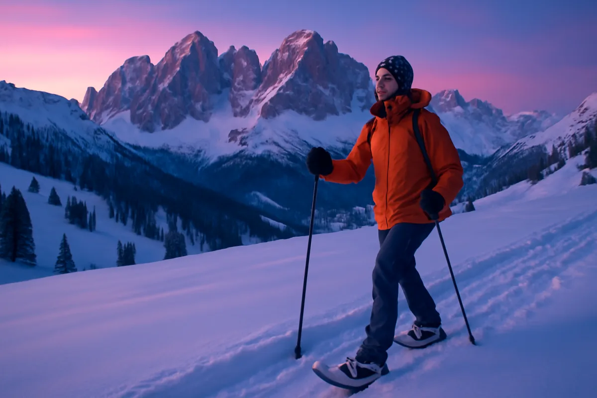 Ciaspolate serali sulle Dolomiti: l'orario in cui la neve rivela colori unici